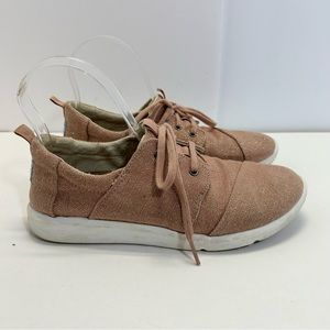 Toms Pink Blush Glitter Thread Shoes Sneakers size 7.5
